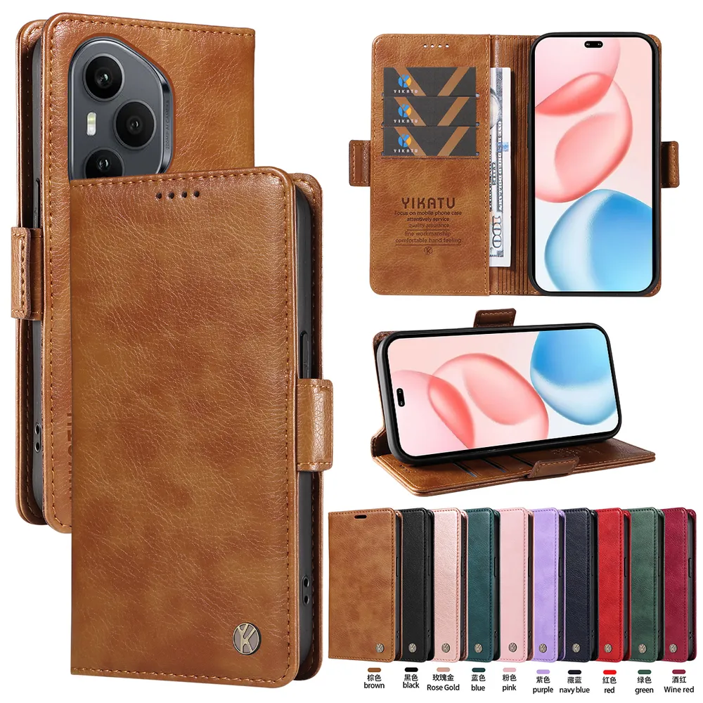YIKATU YK-007 For Honor 400 Pro 5G Leather Phone Cover Magnetic Side Clasps Protective Case