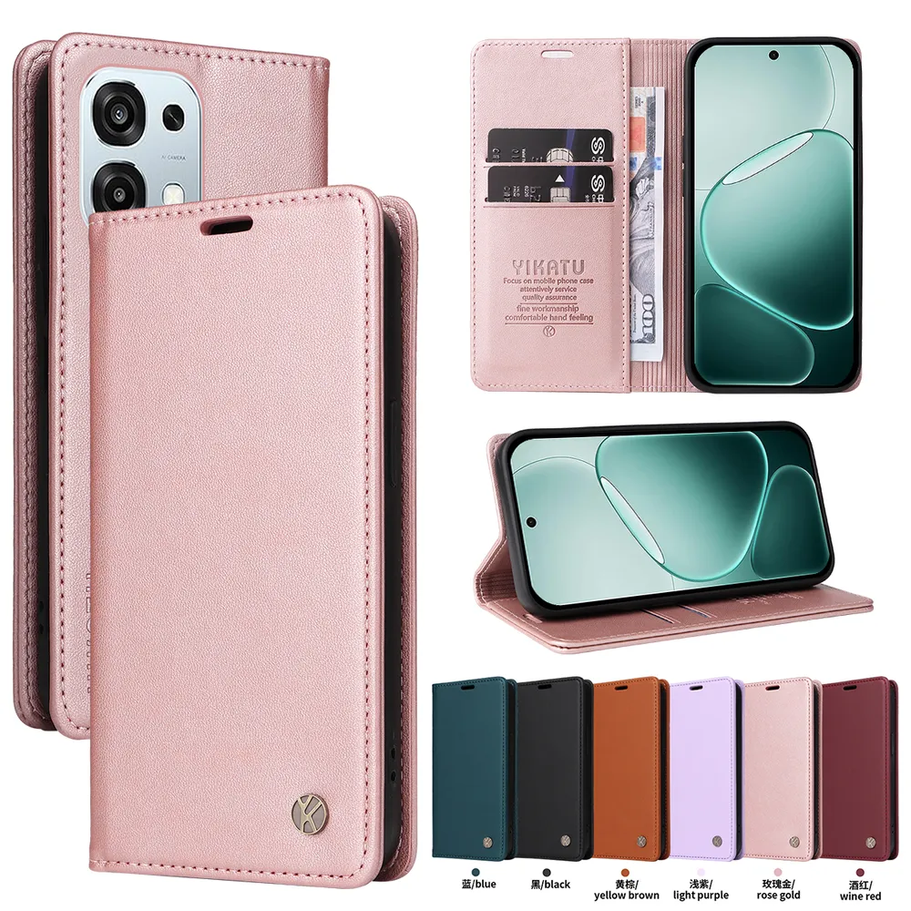 YIKATU YK-001 For Oppo F31 5G Phone Wallet Case Anti-fall Phone Shell Magnetic Closure Flip Leather Cover Stand