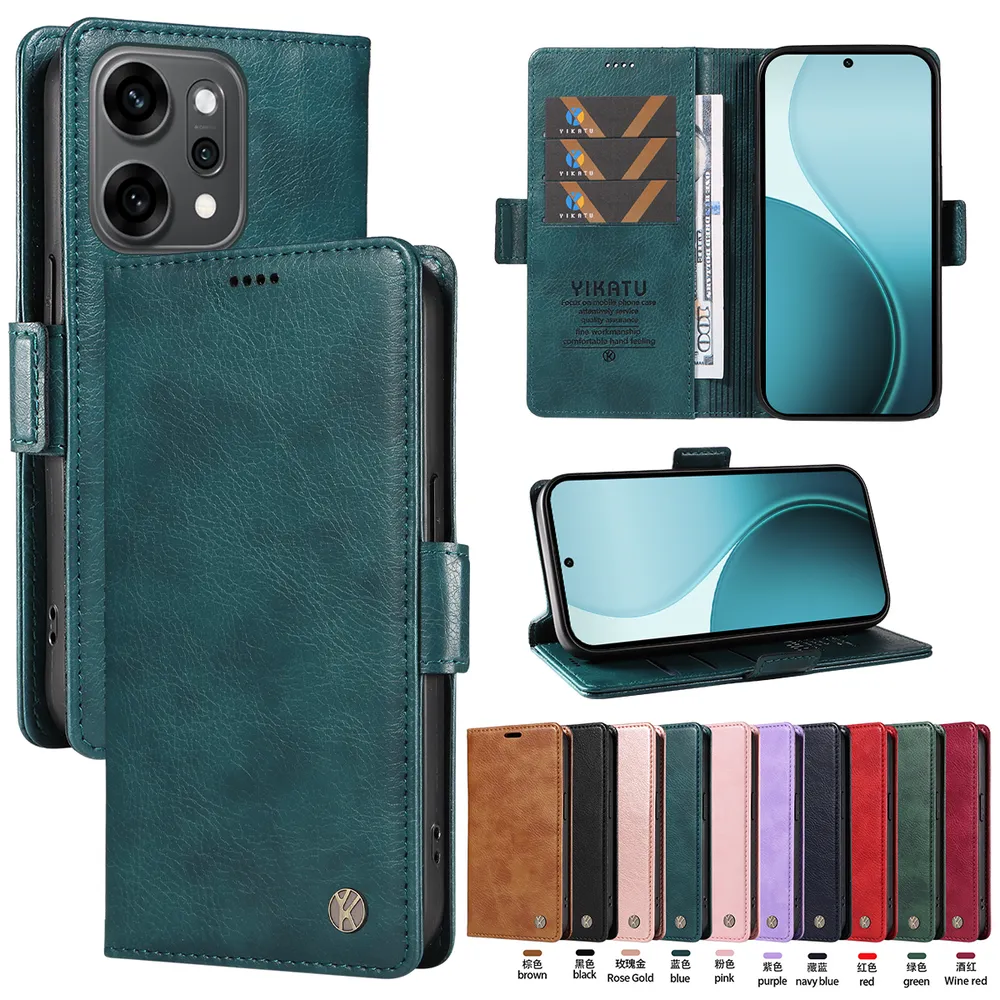 YIKATU YK-007 For OPPO Reno 14 Pro 5G Leather Phone Cover Magnetic Side Clasps Protective Case