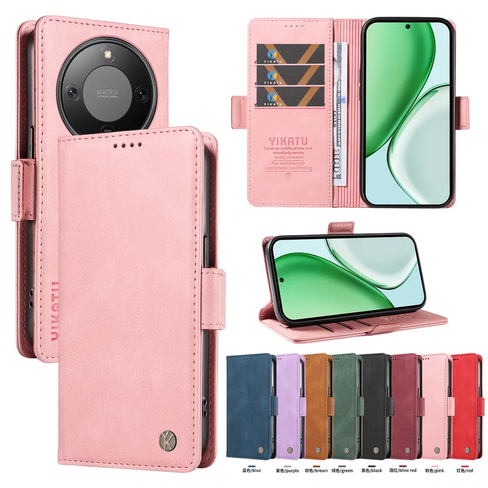 YIKATU YK-005 For Honor X70 5G PU Leather Wallet Case Skin-touch Stand Magnetic Closure Phone Cover