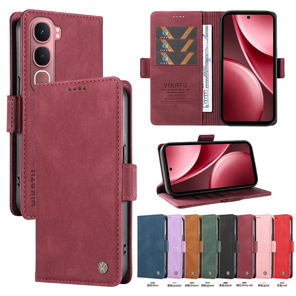YIKATU YK-005 For Vivo Y21D PU Leather Wallet Case Skin-touch Stand Magnetic Closure Phone Cover