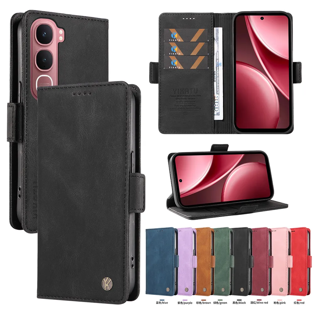 YIKATU YK-005 For Vivo Y31 5G PU Leather Wallet Case Skin-touch Stand Magnetic Closure Phone Cover