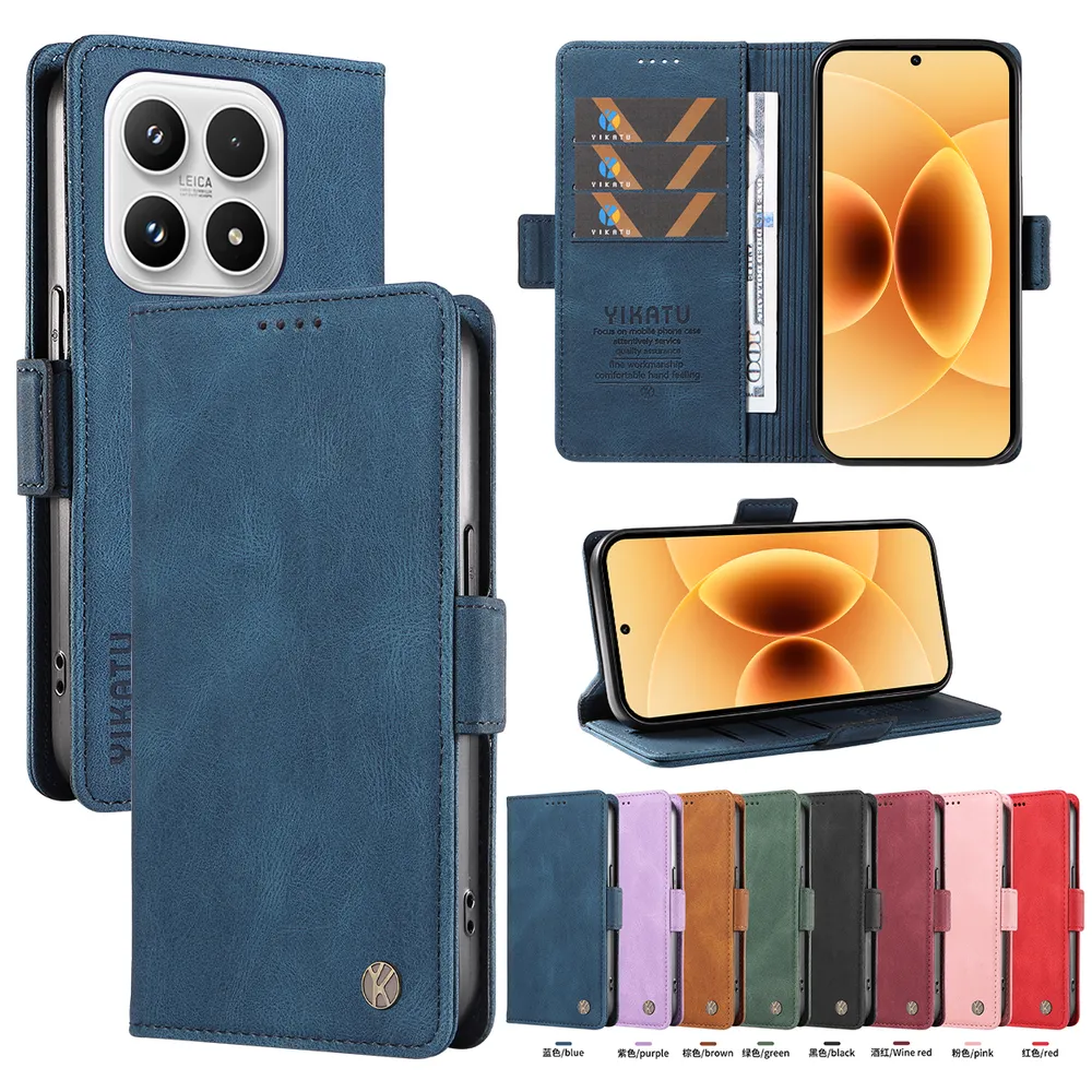 YIKATU YK-005 For Xiaomi 17 PU Leather Wallet Case Skin-touch Stand Magnetic Closure Phone Cover