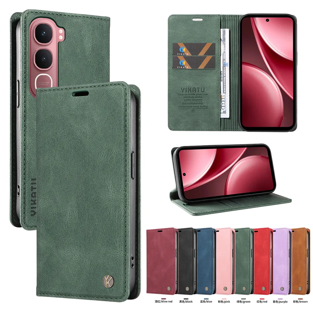 YIKATU YK-004 For Vivo Y21D Magnetic Case Skin-touch Leather Stand Wallet Phone Cover 
