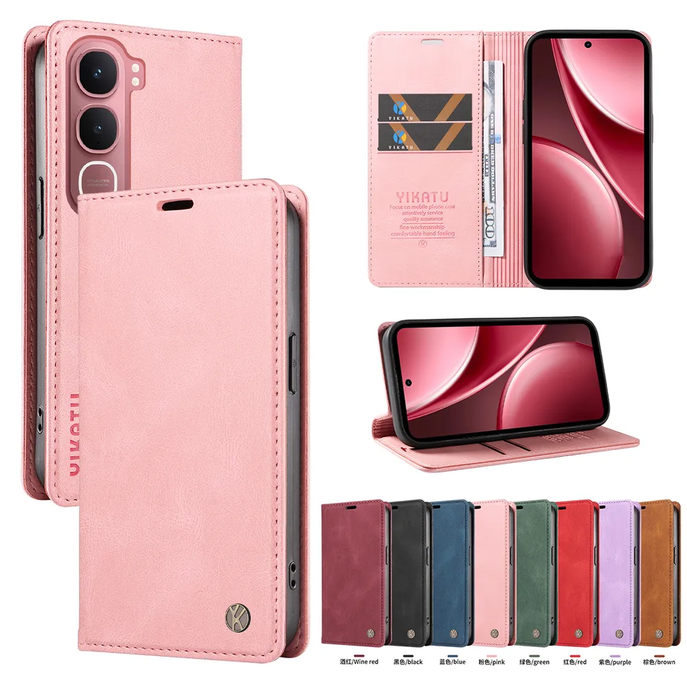 YIKATU YK-004 For Vivo Y31 5G Magnetic Case Skin-touch Leather Stand Wallet Phone Cover