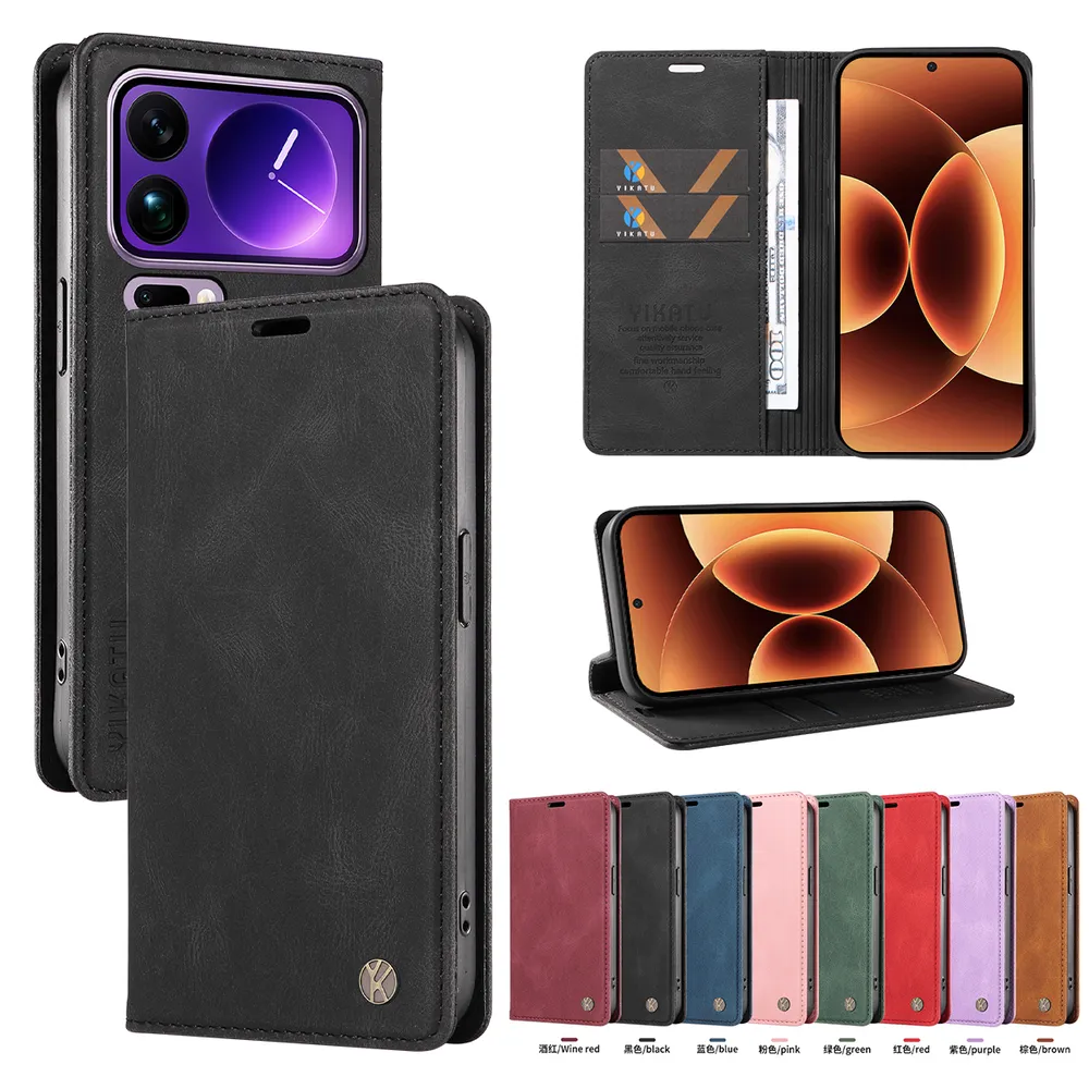 YIKATU YK-004 For Xiaomi 17 Pro Max Magnetic Case Skin-touch Leather Stand Wallet Phone Cover 