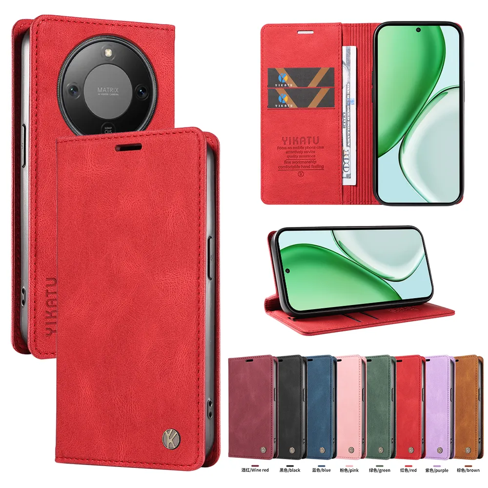 YIKATU YK-004 For Honor X70 5G Magnetic Case Skin-touch Leather Stand Wallet Phone Cover 