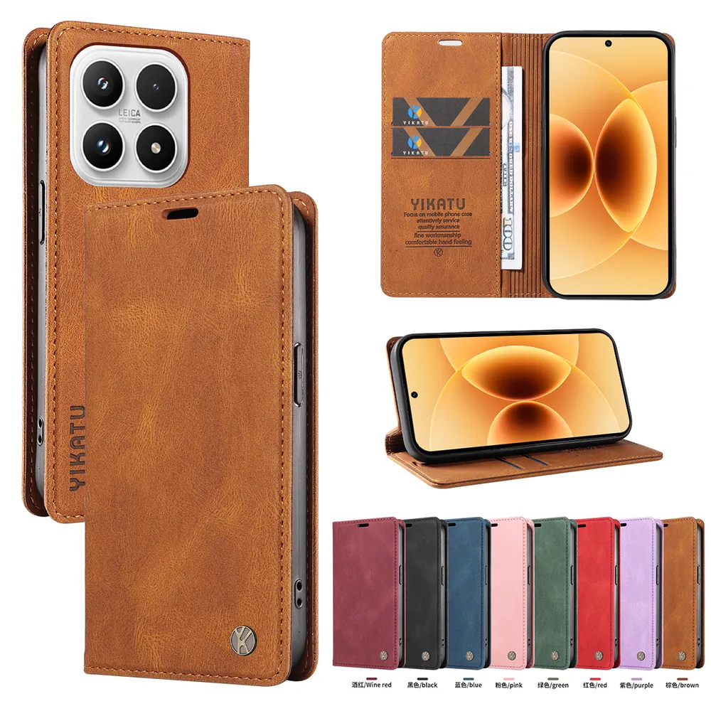 YIKATU YK-004 For Xiaomi 17 Magnetic Case Skin-touch Leather Stand Wallet Phone Cover 