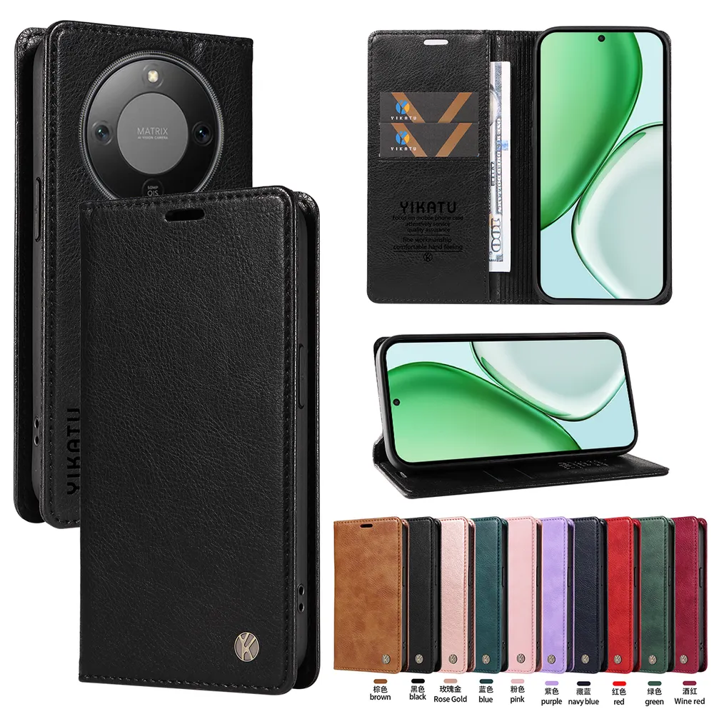 YIKATU YK-006 For Honor X70 5G Leather Wallet Case Magnetic Closing Flip Phone Cover