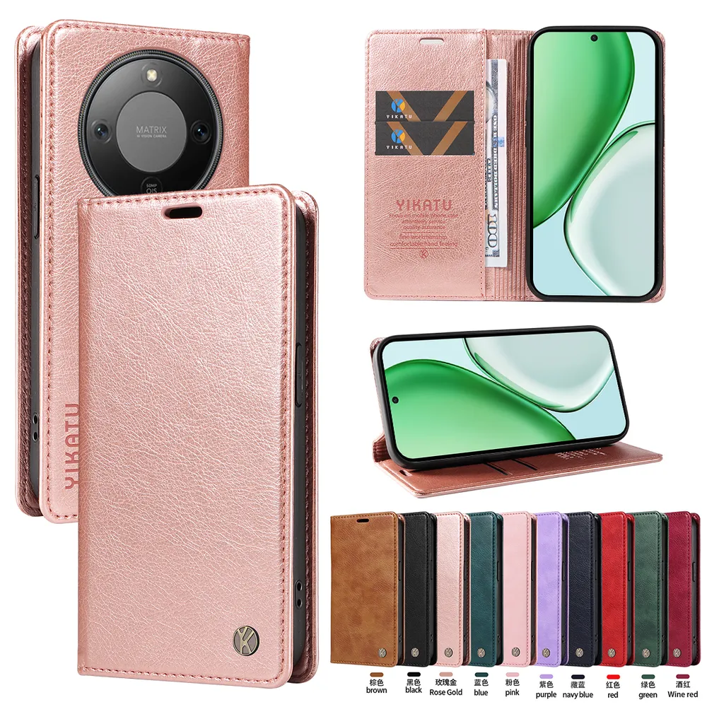 YIKATU YK-006 For Honor X9D 5G Leather Wallet Case Magnetic Closing Flip Phone Cover