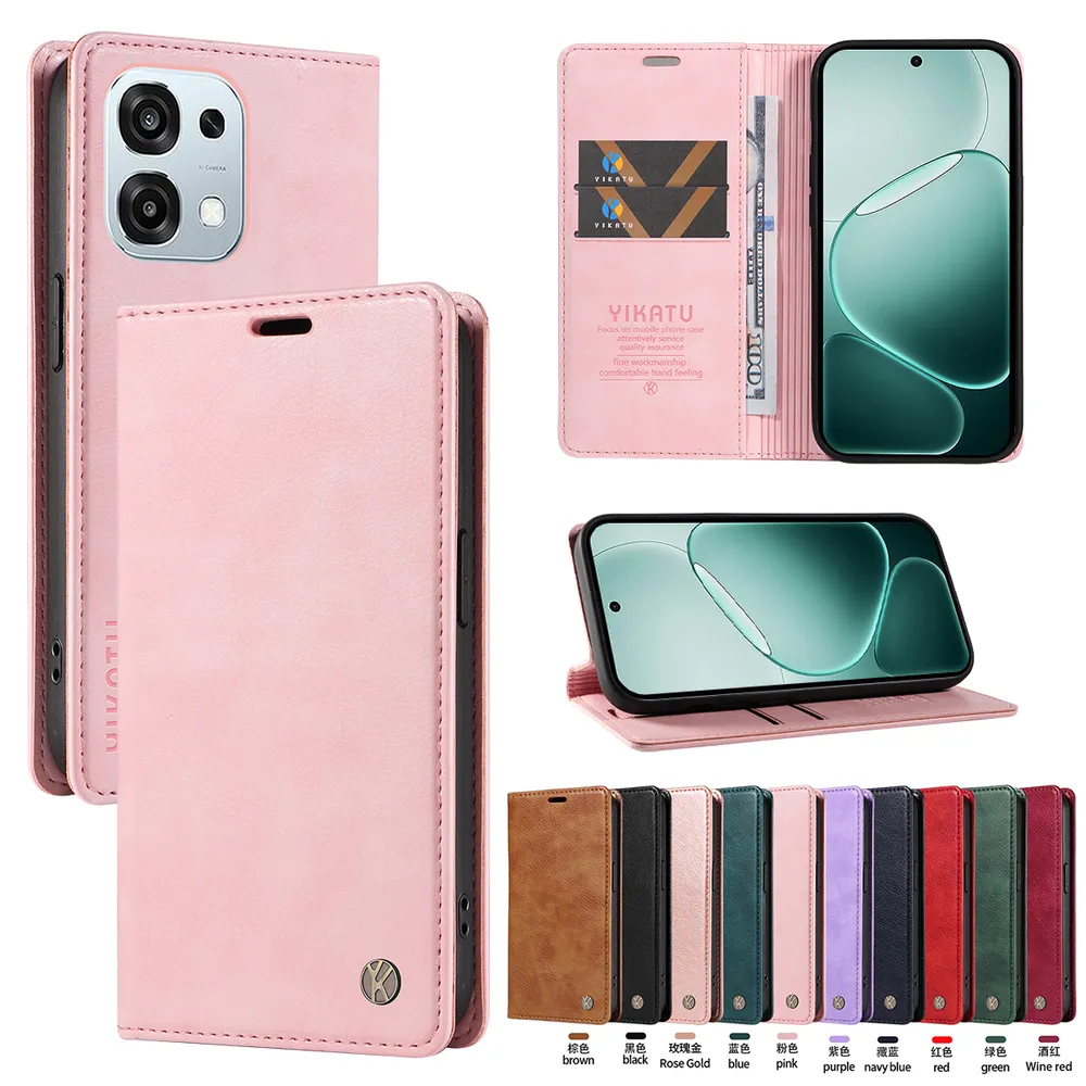 YIKATU YK-006 For  Oppo A6 Pro Leather Wallet Case Magnetic Closing Flip Phone Cover