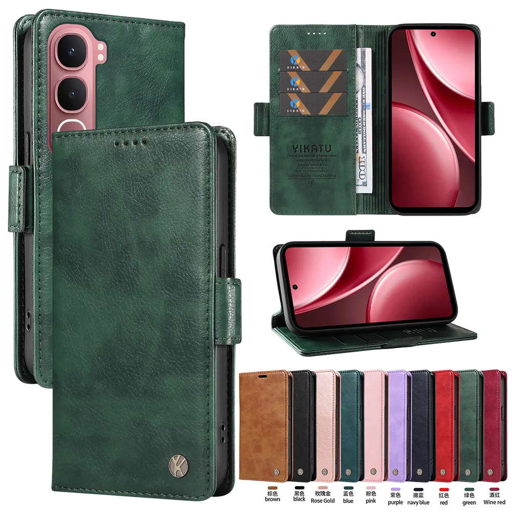 YIKATU YK-007 For Vivo Y31 5G Leather Phone Cover Magnetic Side Clasps Protective Case