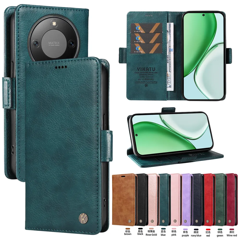 YIKATU YK-007 For Honor X9D 5G Leather Phone Cover Magnetic Side Clasps Protective Case