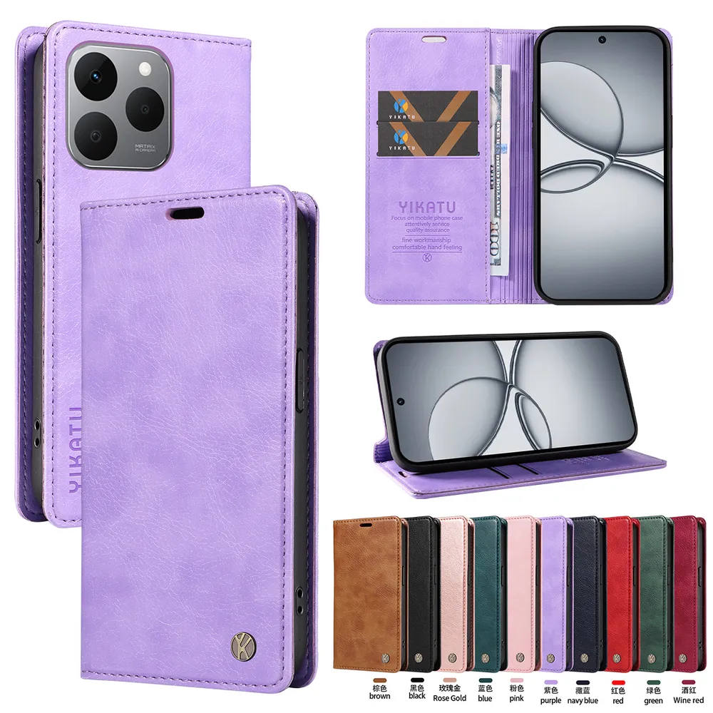YIKATU YK-006 For OPPO Realme 15T 5G Leather Wallet Case Magnetic Closing Flip Phone Cover