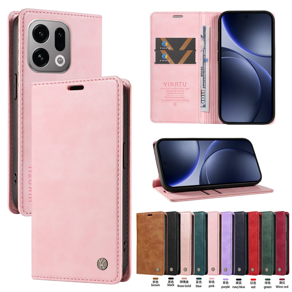 YIKATU YK-006 For OPPO Find X9 Leather Wallet Case Magnetic Closing Flip Phone Cover