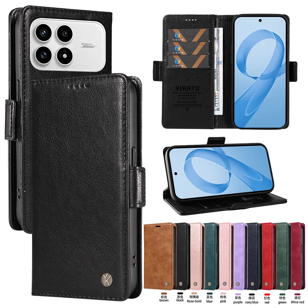 YIKATU YK-007 For Xiaomi Redmi K90 5G Leather Phone Cover Magnetic Side Clasps Protective Case