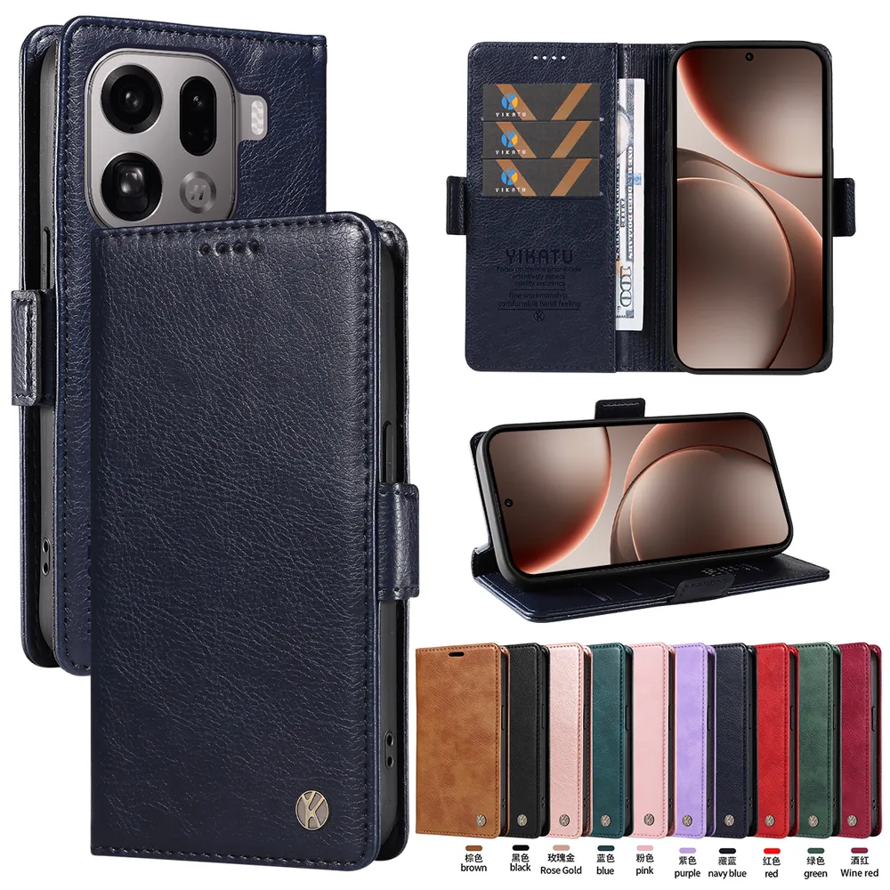 YIKATU YK-007 For OPPO Find X9 Pro Leather Phone Cover Magnetic Side Clasps Protective Case