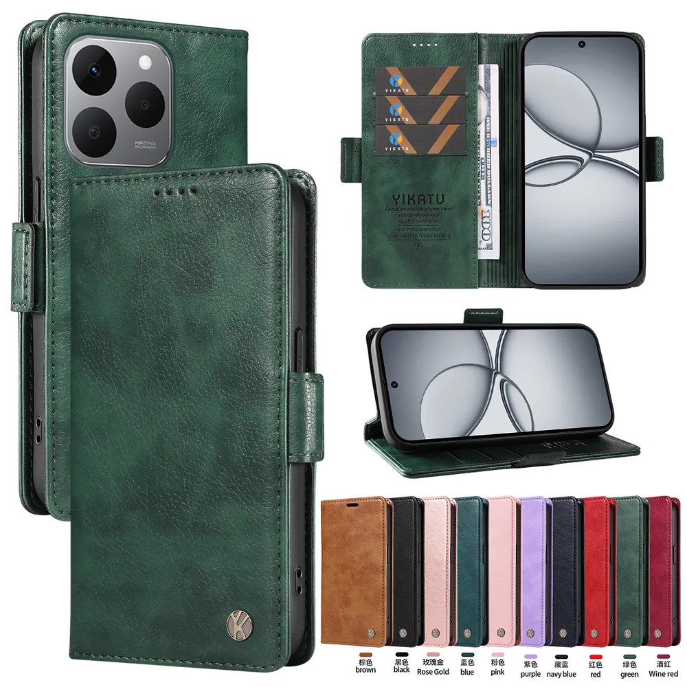 YIKATU YK-007 For OPPO Realme 15T 5G Leather Phone Cover Magnetic Side Clasps Protective Case