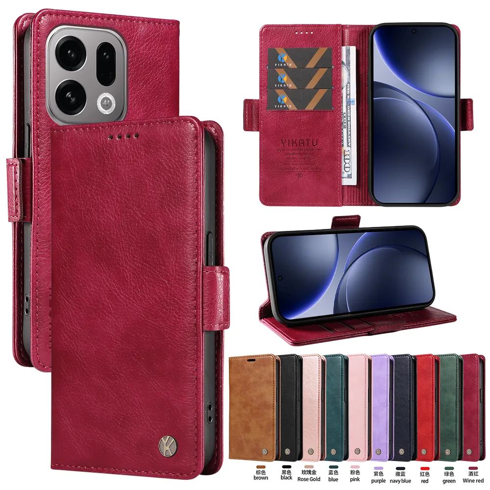YIKATU YK-007 For OPPO Find X9 Leather Phone Cover Magnetic Side Clasps Protective Case