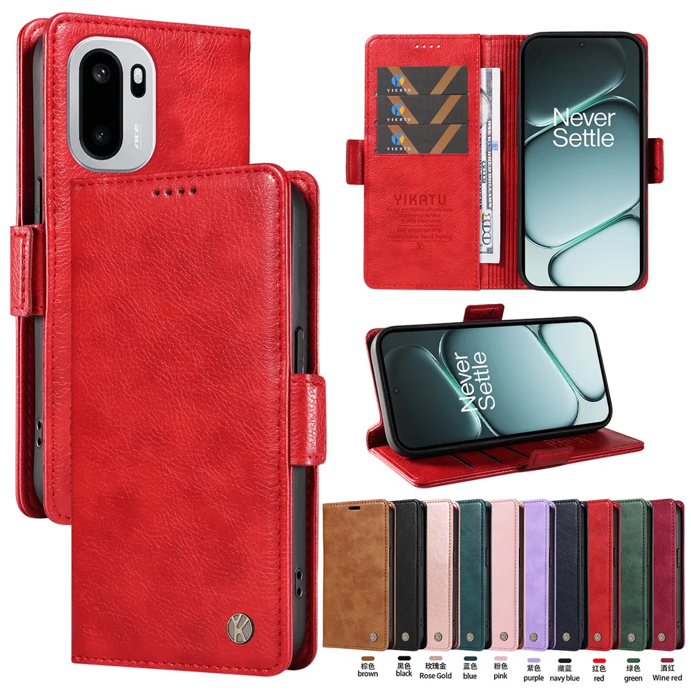 YIKATU YK-007 For Oneplus Ace 6 5G Leather Phone Cover Magnetic Side Clasps Protective Case
