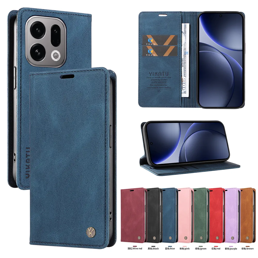 YIKATU YK-004 For OPPO Find X9 Magnetic Case Skin-touch Leather Stand Wallet Phone Cover 