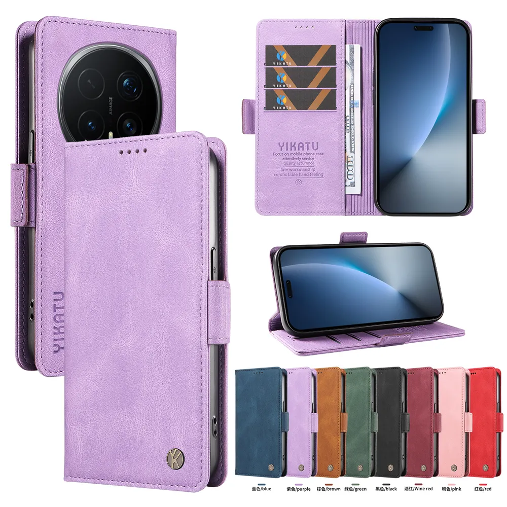 YIKATU YK-005 For Honor Magic 8 Pro PU Leather Wallet Case Skin-touch Stand Magnetic Closure Phone Cover