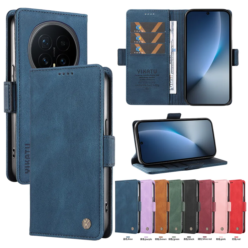 YIKATU YK-005 For Honor Magic 8 PU Leather Wallet Case Skin-touch Stand Magnetic Closure Phone Cover