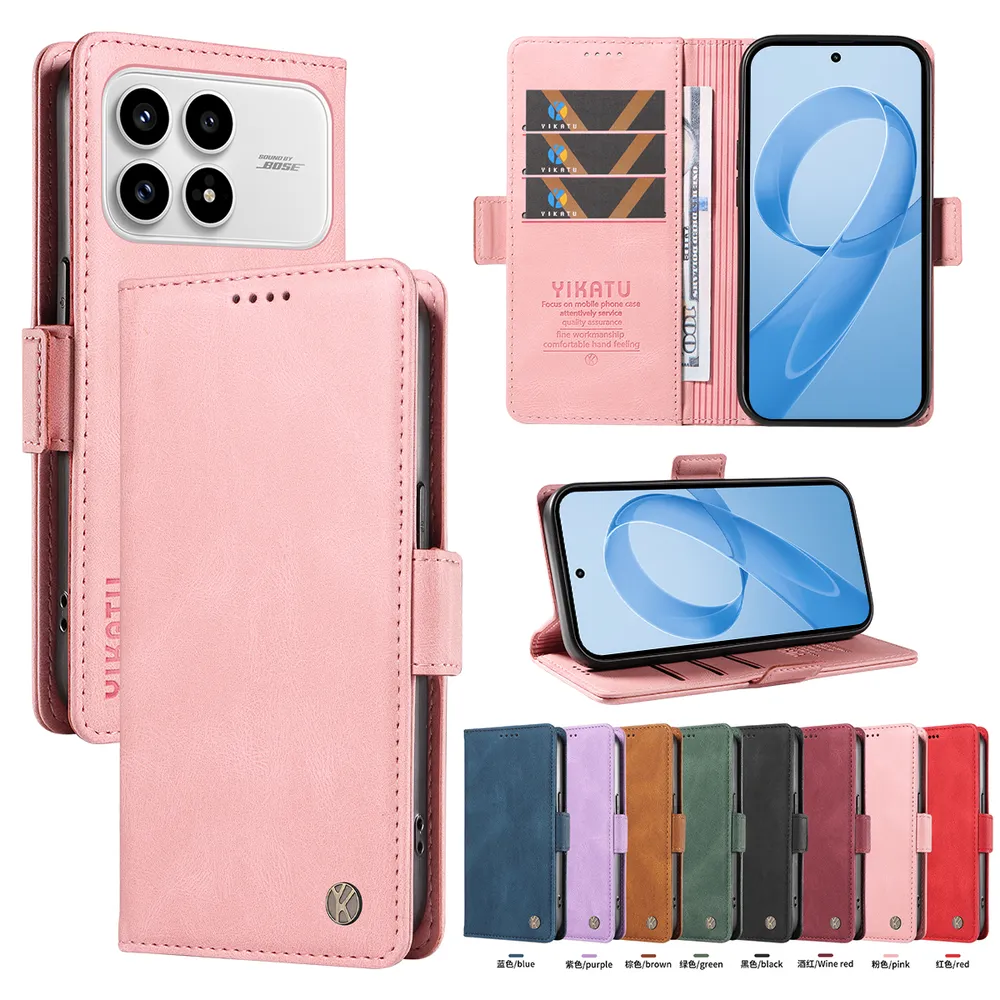 YIKATU YK-005 For Xiaomi Redmi K90 5G PU Leather Wallet Case Skin-touch Stand Magnetic Closure Phone Cover