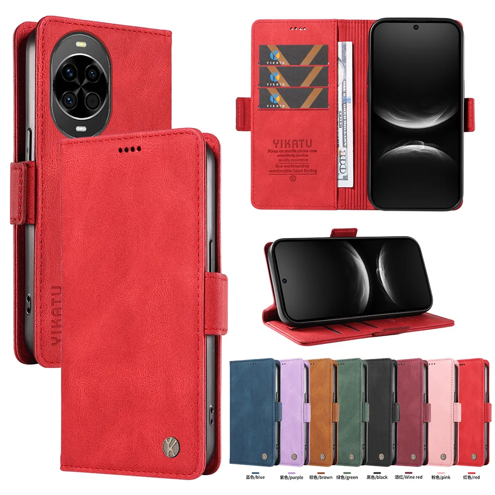 YIKATU YK-005 For Huawei Nova 14 5G PU Leather Wallet Case Skin-touch Stand Magnetic Closure Phone Cover