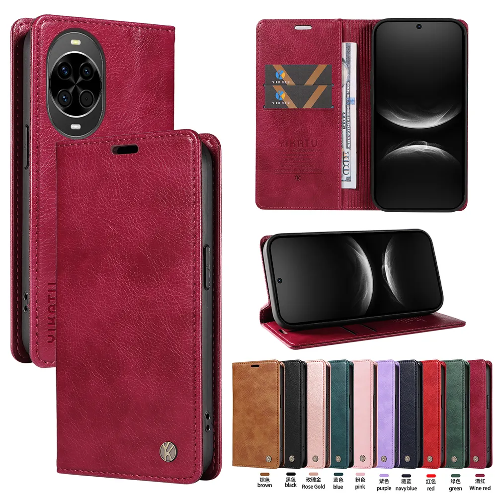 YIKATU YK-006 For Huawei Nova 14 5G Leather Wallet Case Magnetic Closing Flip Phone Cover