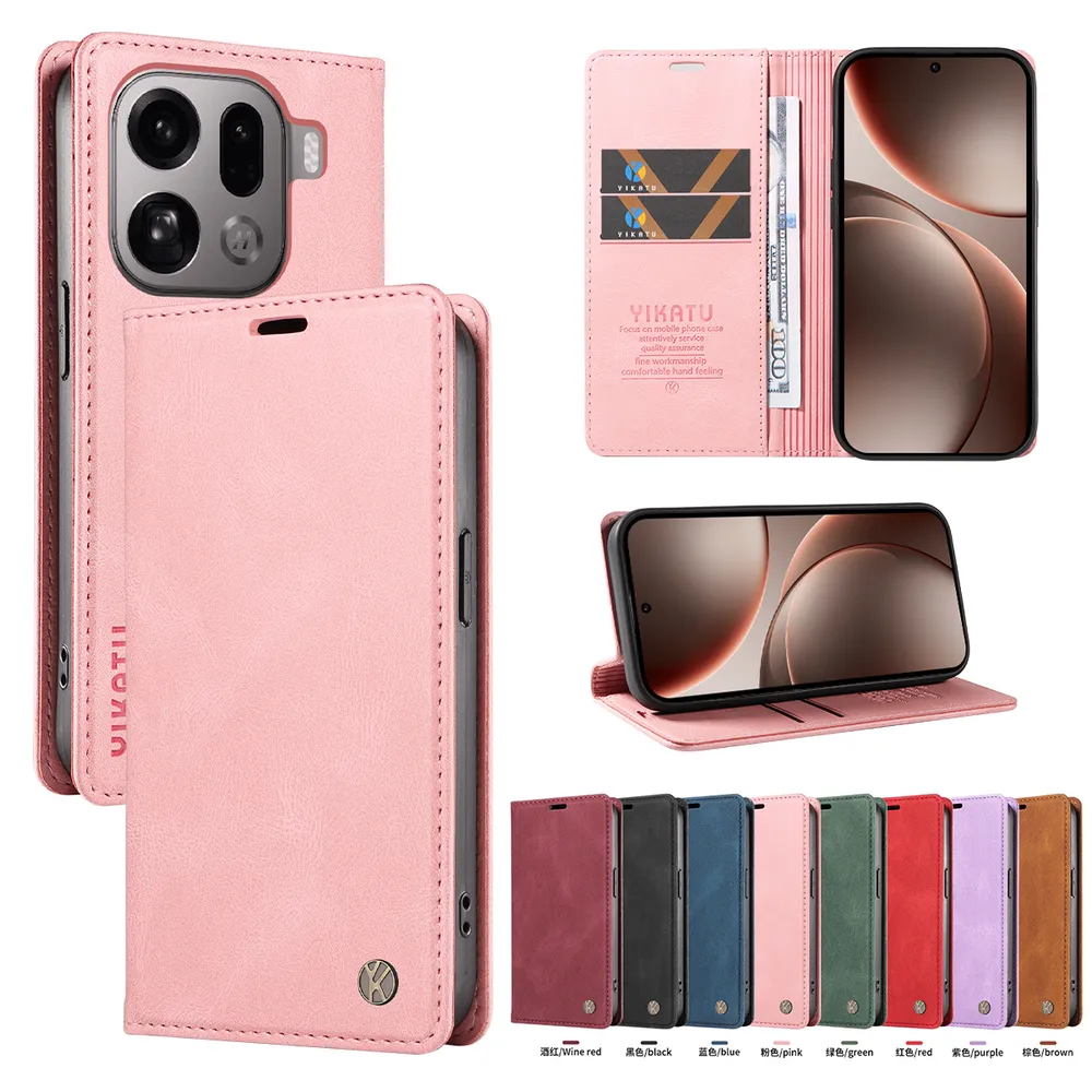 YIKATU YK-004 For OPPO Find X9 Pro Magnetic Case Skin-touch Leather Stand Wallet Phone Cover 