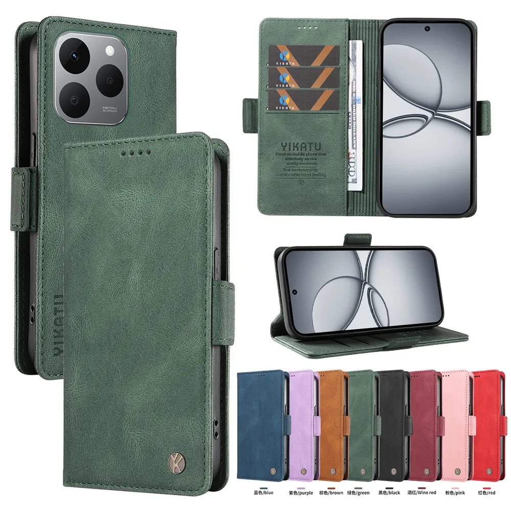 YIKATU YK-005 For OPPO Realme 15T 5G PU Leather Wallet Case Skin-touch Stand Magnetic Closure Phone Cover