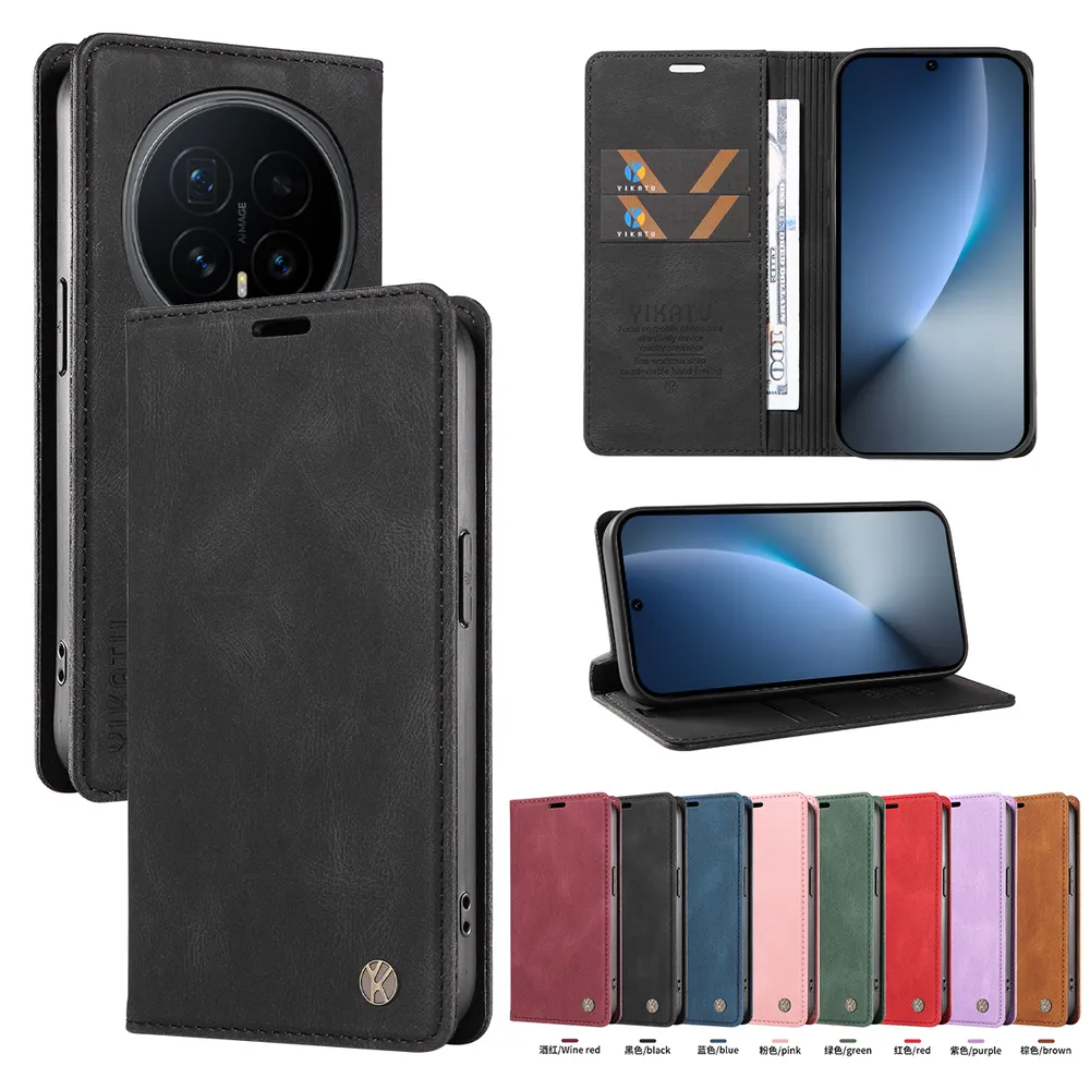 YIKATU YK-004 For Honor Magic 8 Magnetic Case Skin-touch Leather Stand Wallet Phone Cover 