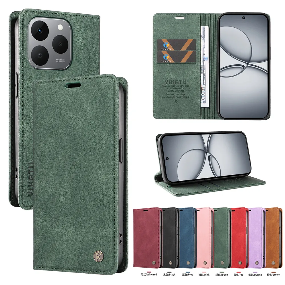 YIKATU YK-004 For OPPO Realme 15T 5G Magnetic Case Skin-touch Leather Stand Wallet Phone Cover 