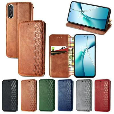 For OnePlus Nord 5 PU Leather Case Rhombus Imprint Wallet Stand Phone Cover 