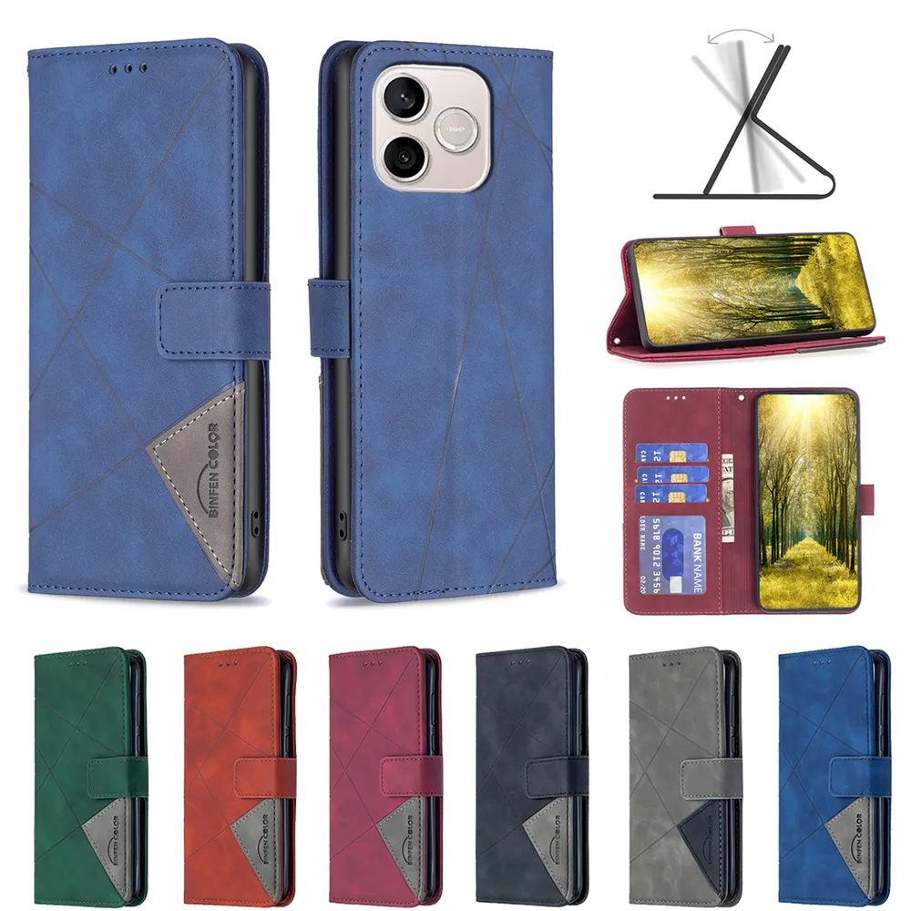BF05 For Honor 600 Lite Stitching Rhombus Pattern Folio Flip PU Leather Wallet Phone Case