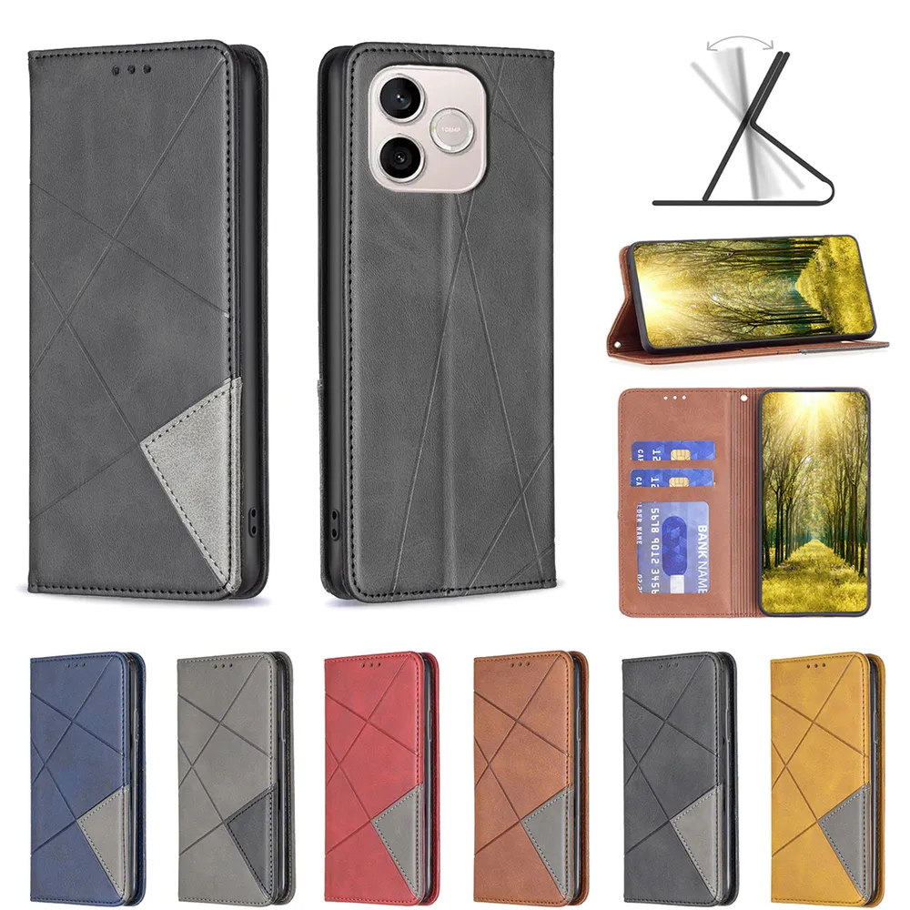 For Honor 600 Lite Stitching Rhombus Pattern Folio Flip PU Leather Wallet Phone Case