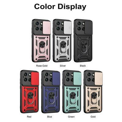 Motorola G57 Power/G57/G100 Ring Holder Kickstand Camera Slide Cover Design PC + TPU Phone Back Cover Case