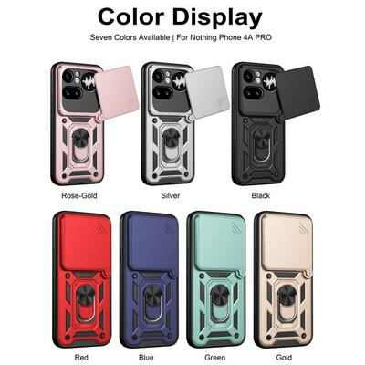 Nothing Phone 4A Pro Ring Holder Kickstand Camera Slide Cover Design PC + TPU Phone Back Cover Case