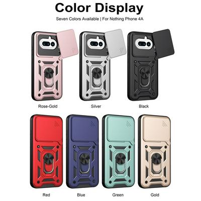 Nothing Phone 4A Ring Holder Kickstand Camera Slide Cover Design PC + TPU Phone Back Cover Case