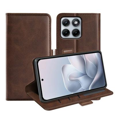 For Motorola Edge 70 Fusion Double Buckle Wallet Style Folio Flip Leather Case with Stand and Card Slots Function