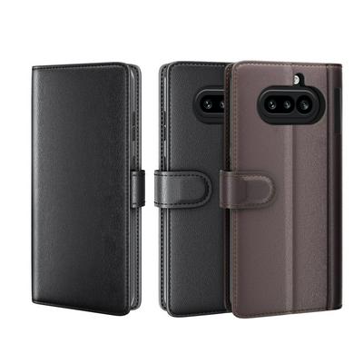 For Nothing Phone 4A Side Flip Wallet Style Genuine Leather + Soft TPU Card Slots with Stand and Magnetic Buckle Case 
