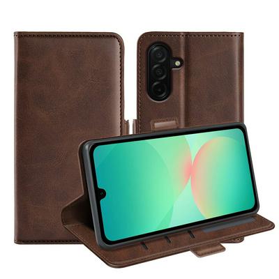 For Samsung Galaxy A27 Double Buckle Wallet Style Folio Flip Leather Case with Stand and Card Slots Function