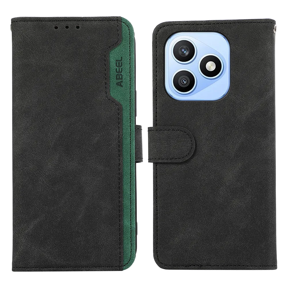 ABEEL For Honor X8D 4G Magnetic Phone Case Color Matching Wallet Cover 