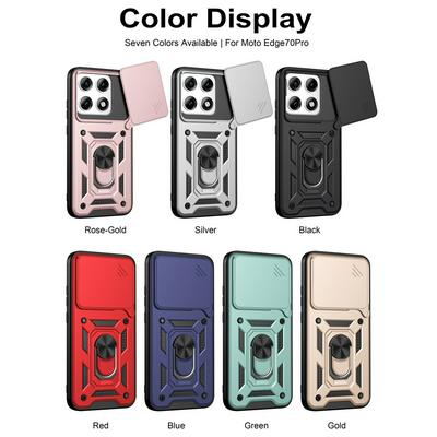 Motorola Edge 70 Pro 5G Ring Holder Kickstand Camera Slide Cover Design PC + TPU Phone Back Cover Case
