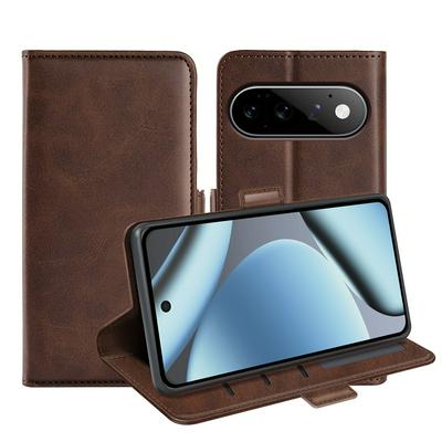 For Google Pixel 11 Pro XL Double Buckle Wallet Style Folio Flip Leather Case with Stand and Card Slots Function