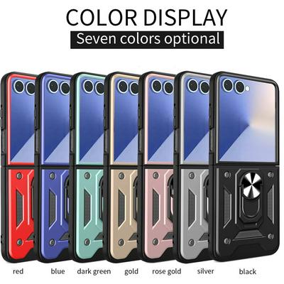 Samsung Galaxy Z Flip 8 Ring Holder Kickstand Camera Slide Cover Design PC + TPU Phone Back Cover Case