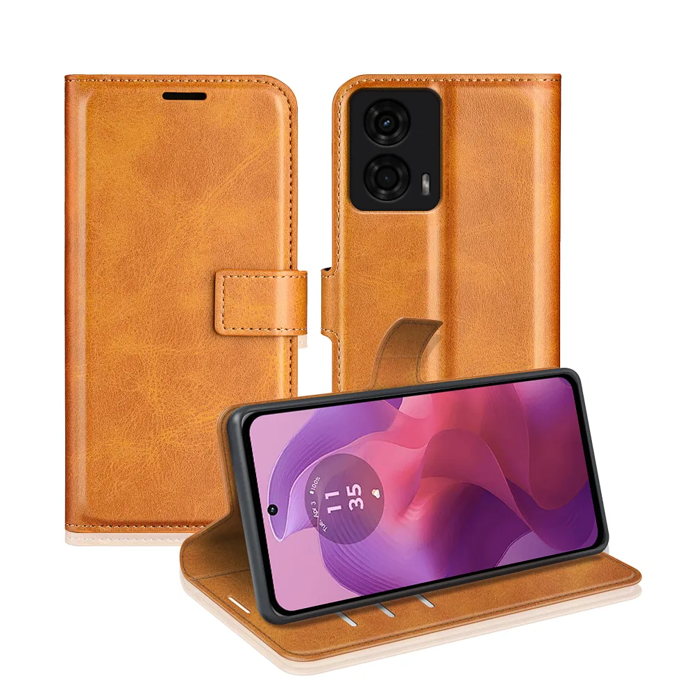 Motorola Moto G04 / Moto G24 Drop-proof Magnetic Clasp Wallet Stand Case Well-protected PU Leather+TPU Interior Flip Cover