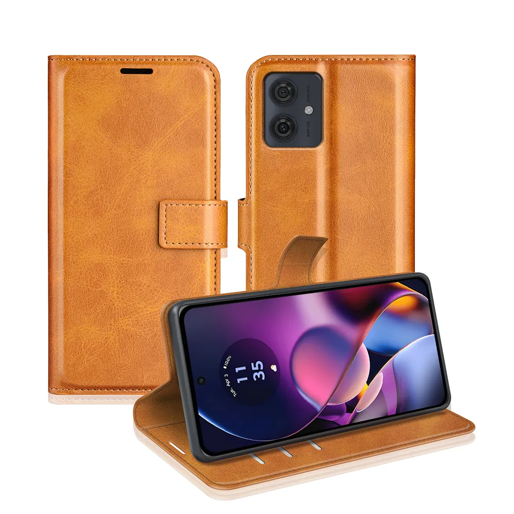 Motorola Moto G54 Drop-proof Magnetic Clasp Wallet Stand Case Well-protected PU Leather+TPU Interior Flip Cover