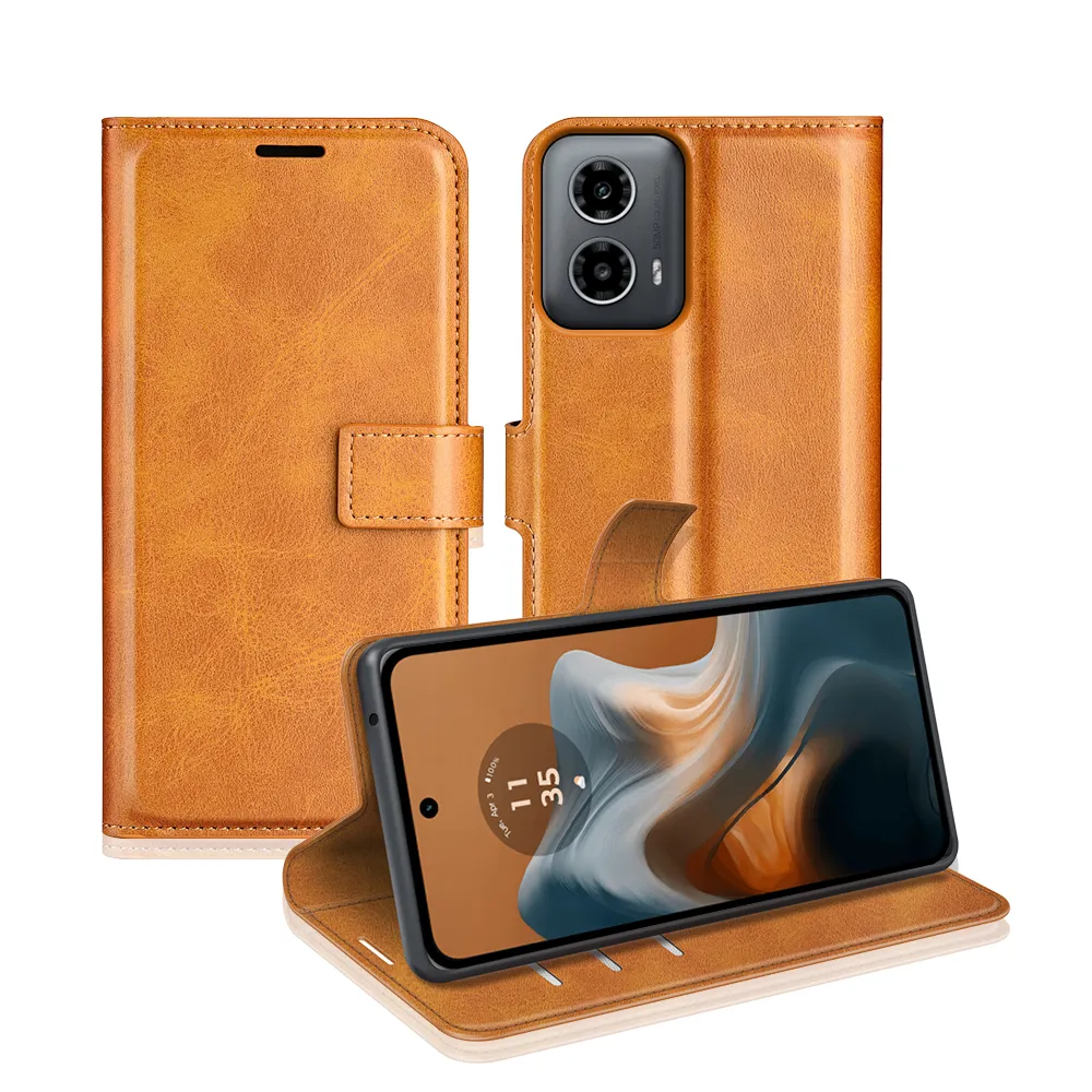 Motorola Moto G34 Drop-proof Magnetic Clasp Wallet Stand Case Well-protected PU Leather+TPU Interior Flip Cover